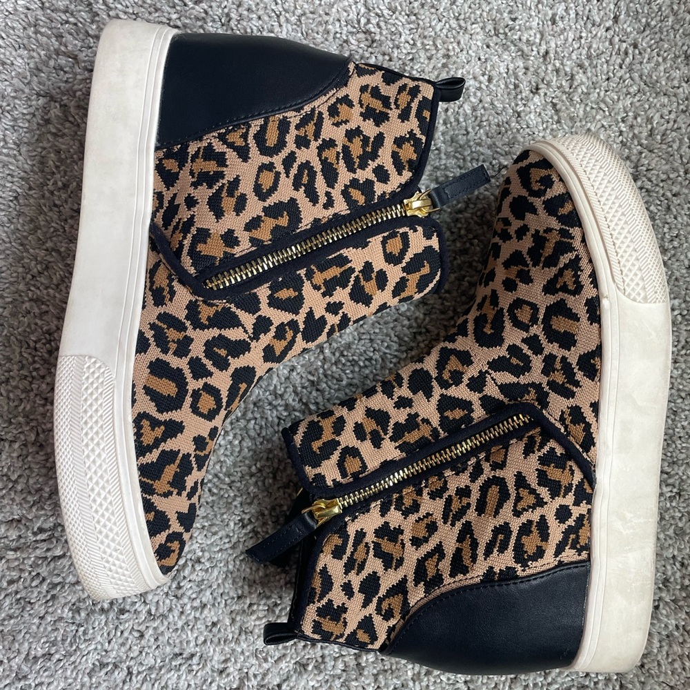 Steve Madden Cheetah Print Sneaker Wedge Shoes Size 7.5